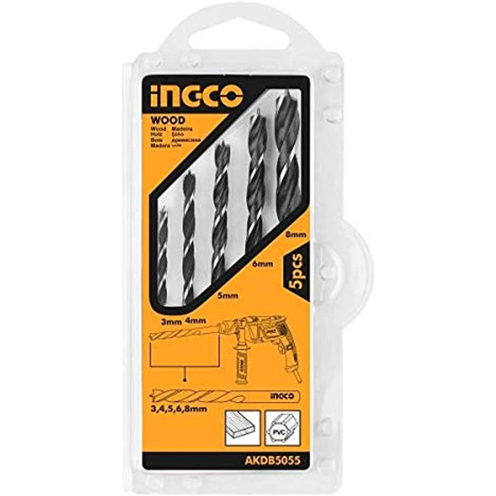 INGCO AKDB5055 5 Pcs Wood Drill Bits Set