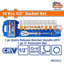 WADFOW WST2212 12 Pcs 1/2" Socket Set 