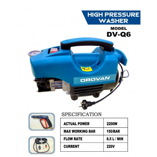 DROVAN PRESSURE WASHER DV-Q6, 150 BAR 2200 WATT.